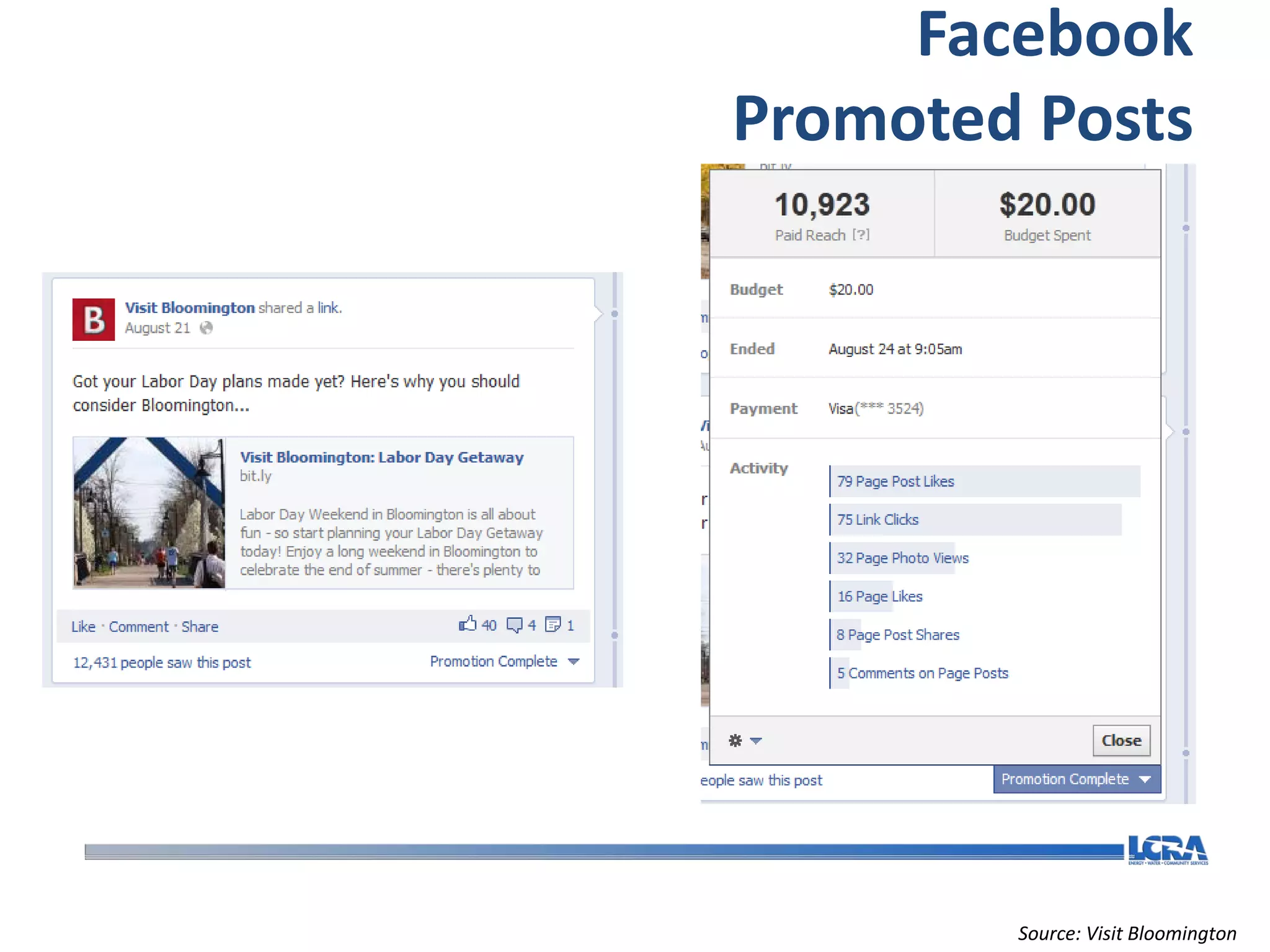 Facebook
Promoted Posts




        Source: Visit Bloomington
 