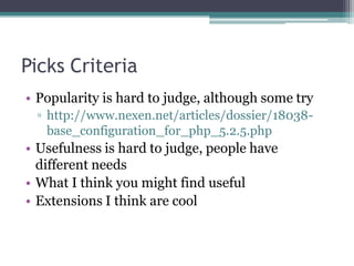 PECL Picks - Extensions to make your life better