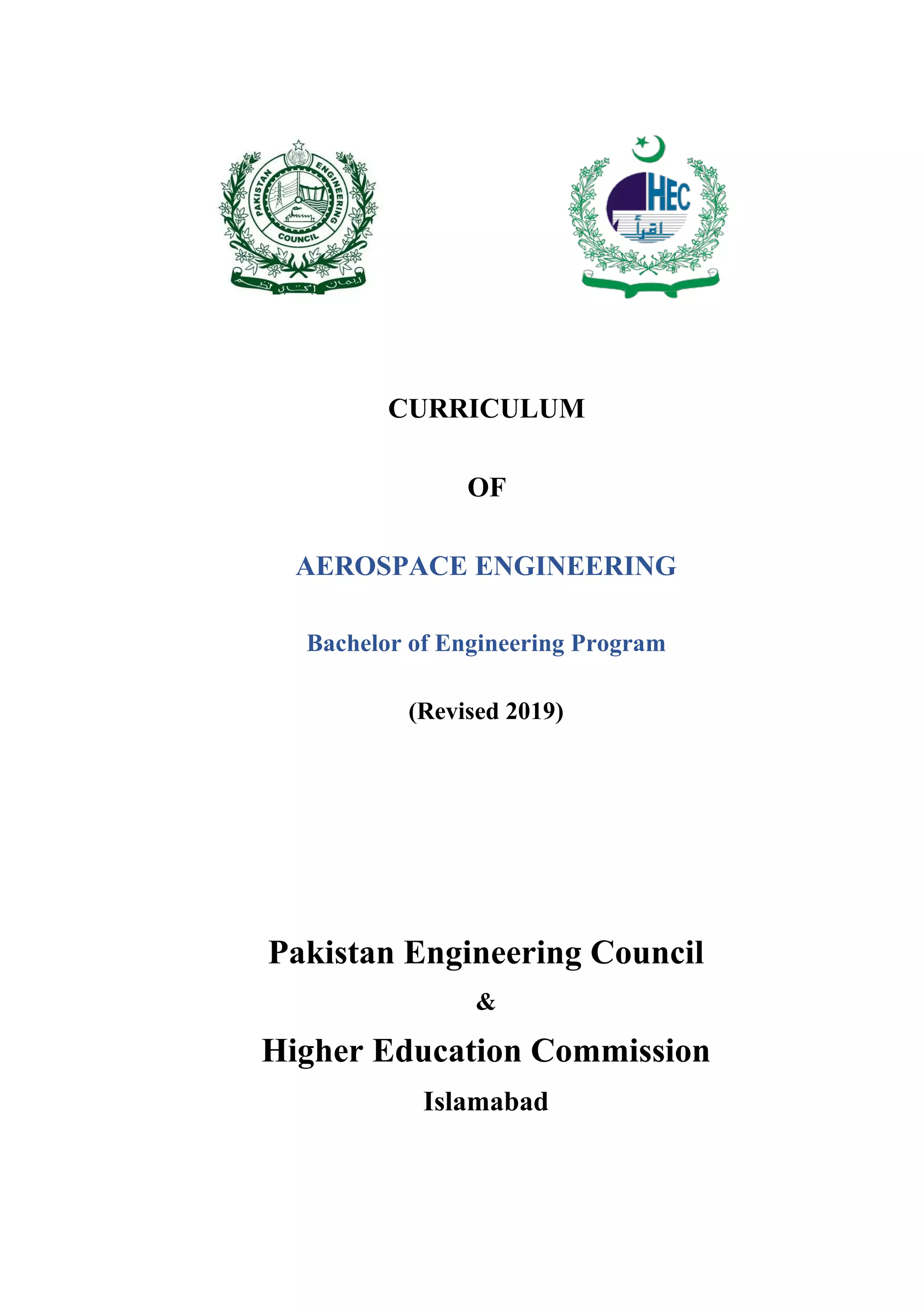 Pec Obe Aerospace Engineering Curriculum 2019 8 3 2020 2 Pdf