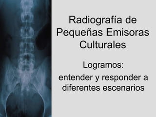 Radiografía de
Pequeñas Emisoras
Culturales
Logramos:
entender y responder a
diferentes escenarios
 