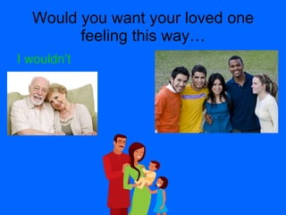 Would you want your loved one
        feeling this way…
I wouldn’t
 