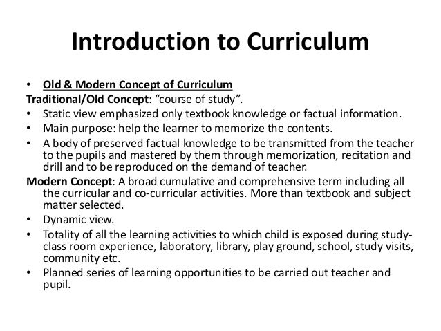 concept of curriculum essay