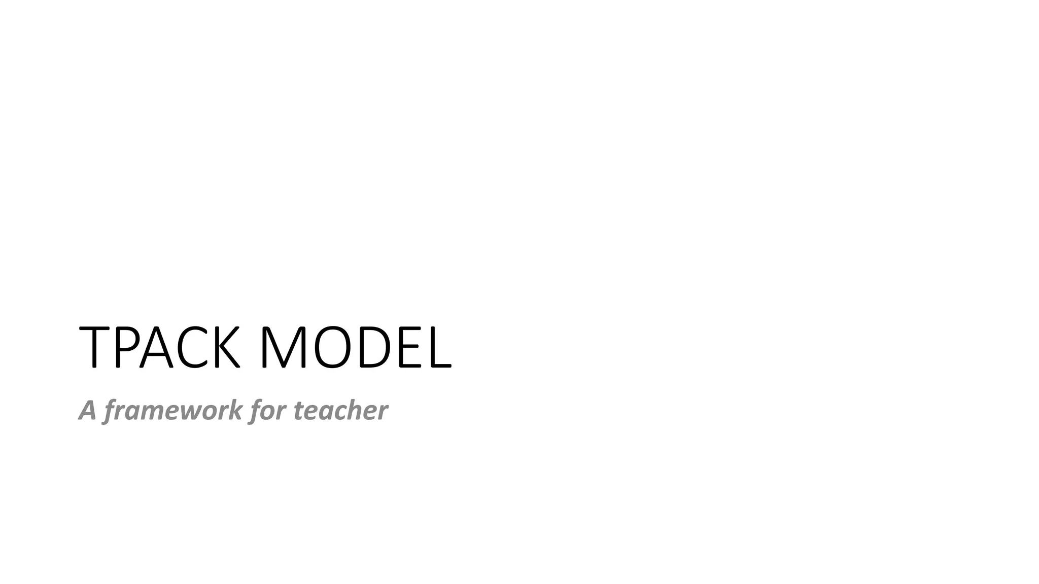 TPACK MODEL
A framework for teacher
 