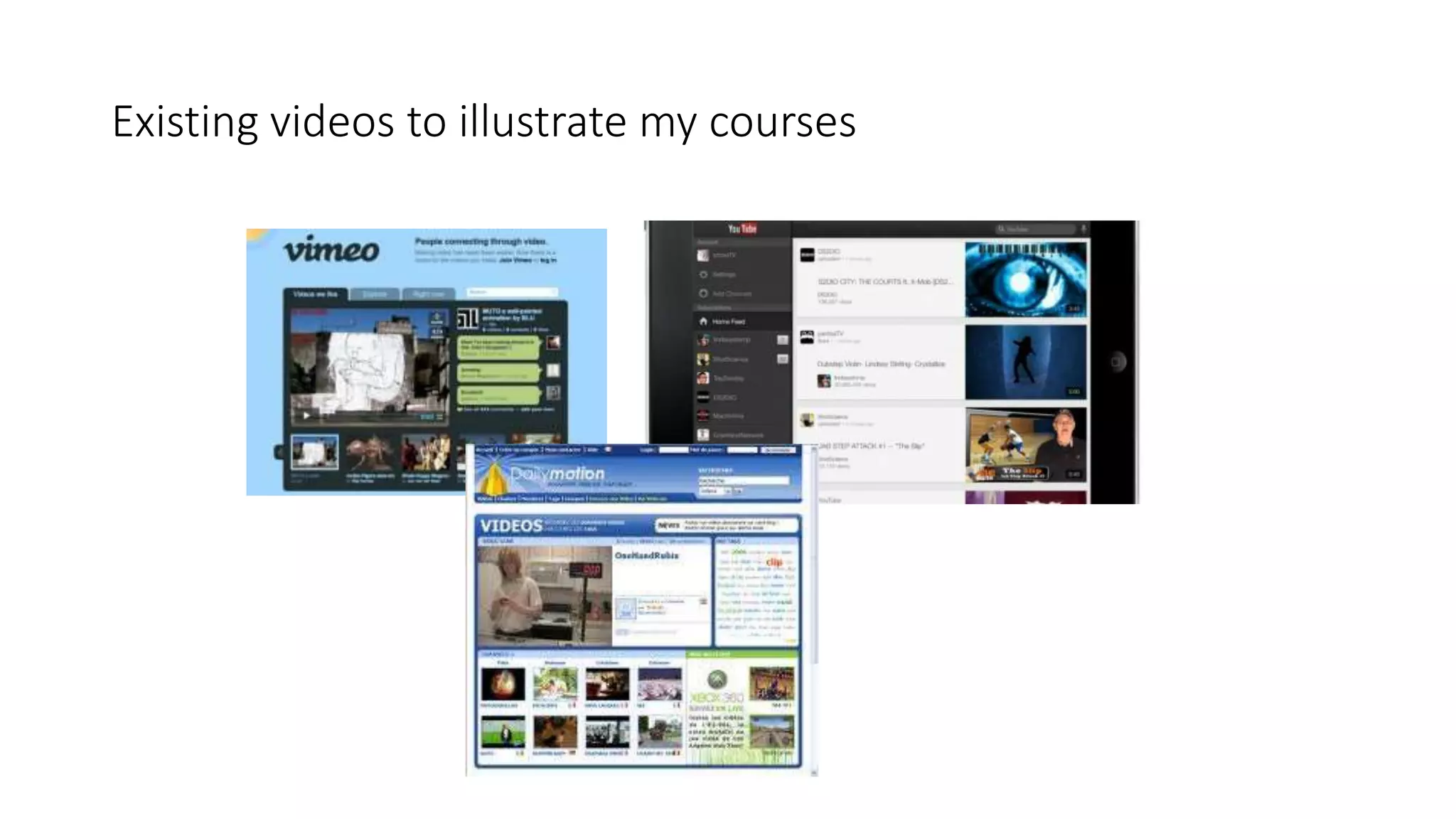 Existing videos to illustrate my courses
 