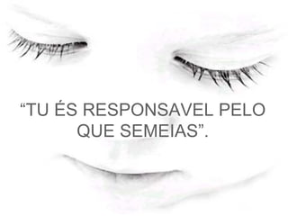 “ TU ÉS RESPONSAVEL PELO QUE SEMEIAS”.   