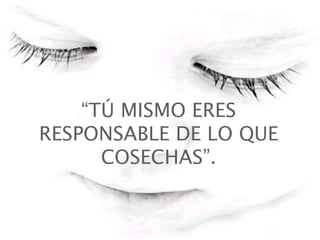 “TÚ MISMO ERES
RESPONSABLE DE LO QUE
      COSECHAS”.
            
 