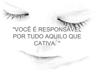 "VOCÊ É RESPONSÁVEL POR TUDO AQUILO QUE CATIVA. "   