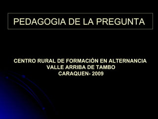 PEDAGOGIA DE LA PREGUNTAPEDAGOGIA DE LA PREGUNTA
CENTRO RURAL DE FORMACIÓN EN ALTERNANCIACENTRO RURAL DE FORMACIÓN EN ALTE...