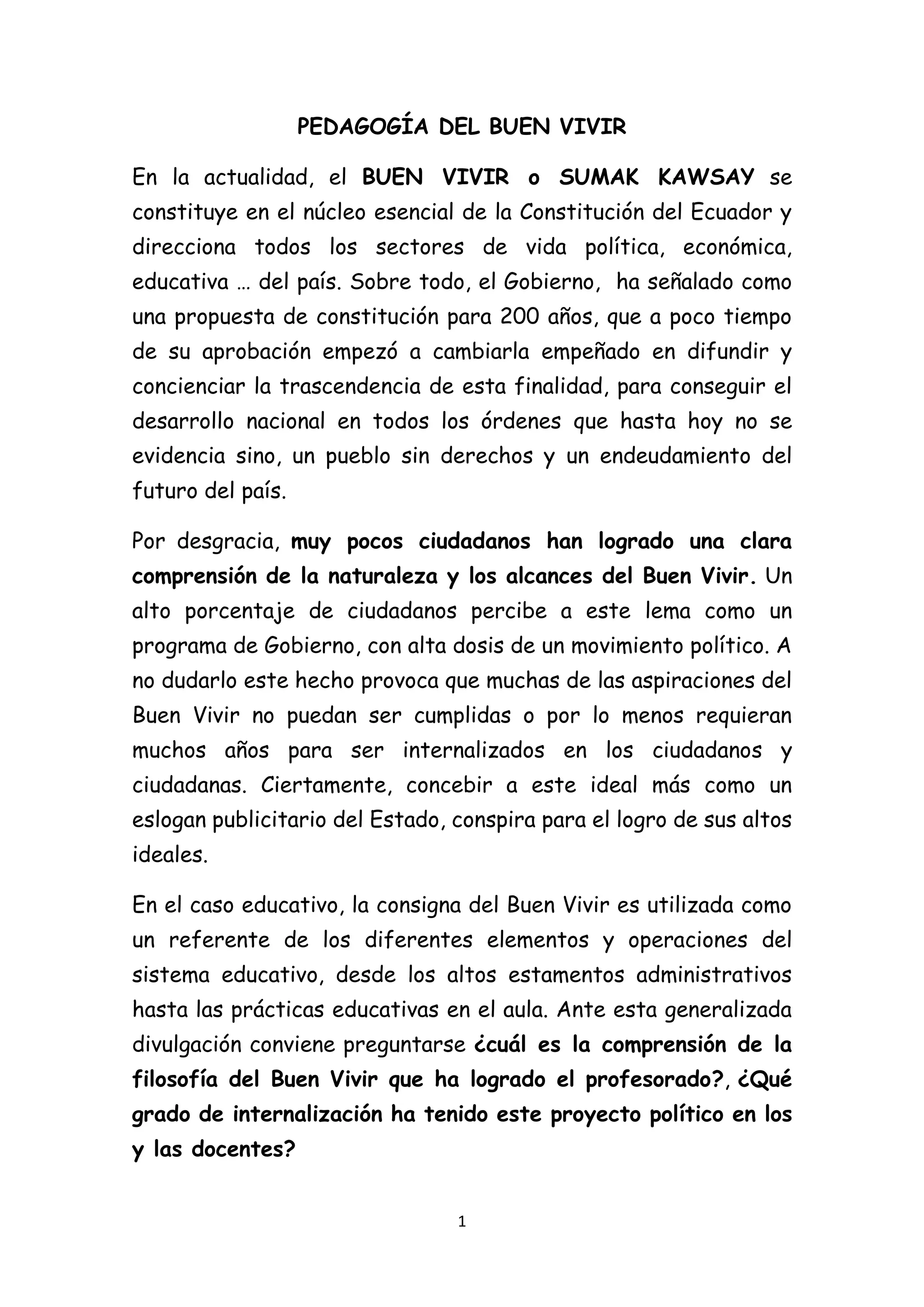 LA PEDAGOGÍA DEL BUEN VIVIR O SUMAK KAWSAY PDF