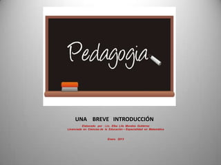 UNA BREVE INTRODUCCIÓN
Elaborado por : Lic. Elba Lila Morales Gutiérrez
Licenciada en Ciencias de la Educación – Especialidad en Matemática
Enero 2013
 