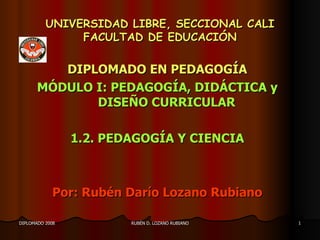 UNIVERSIDAD LIBRE, SECCIONAL CALI FACULTAD DE EDUCACIÓN ,[object Object],[object Object],[object Object],[object Object]