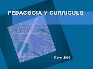 PEDAGOGIA Y CURRICULO




            Mayo 2009
 