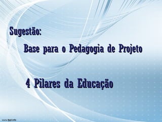 Sugestão: Base para o Pedagogia de Projeto   4 Pilares da Educação 