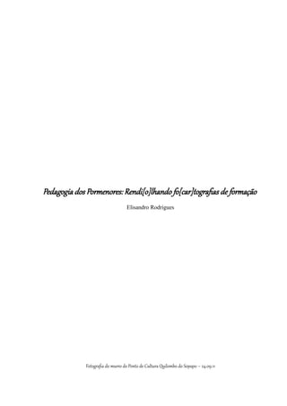 Pedagogia dos Pormenores: Rendi[o]lhando fo[car]tografias de formação
                                  Elisandro Rodrigues




             Fotografia do murro do Ponto de Cultura Quilombo do Sopapo – 24.09.11
 