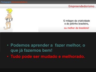 PedagogiaEmpreendedoraEmpreendedorismoESTAMOS VIVENDO UMA NOVA REALIDADE:EmpreendedorismoO Modismo em evidênciaMenor ciclo de vida dos produtos: