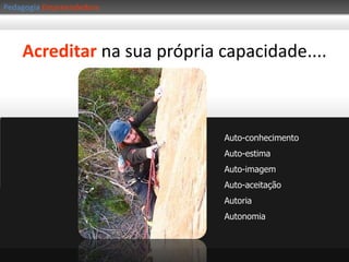 PedagogiaEmpreendedoraé conhecer a montanha e otamanho do desafio Busca do ConhecimentoCoragemCorrer Riscos Calculados