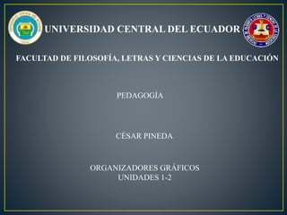 UNIVERSIDAD CENTRAL DEL ECUADOR
FACULTAD DE FILOSOFÍA, LETRAS Y CIENCIAS DE LA EDUCACIÓN
PEDAGOGÍA
CÉSAR PINEDA
ORGANIZADORES GRÁFICOS
UNIDADES 1-2
 