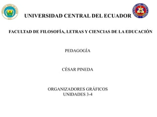 UNIVERSIDAD CENTRAL DEL ECUADOR
FACULTAD DE FILOSOFÍA, LETRAS Y CIENCIAS DE LA EDUCACIÓN
PEDAGOGÍA
CÉSAR PINEDA
ORGANIZADORES GRÁFICOS
UNIDADES 3-4
 