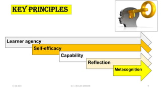 KEY principles
Learner agency
Self-efficacy
Capability
Reflection
Metacognition
13-04-2022 9
Dr. C. BEULAH JAYARANI
 