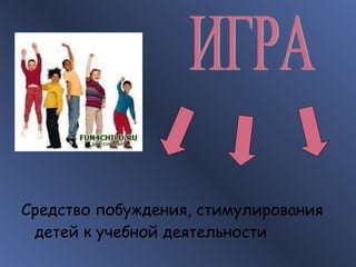 Средство побуждения, стимулирования детей к учебной деятельности ИГРА 