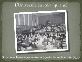 Scolarité obligatoire jusqu’à 16 ans (1959) et loi sur la mixité (1975)
 