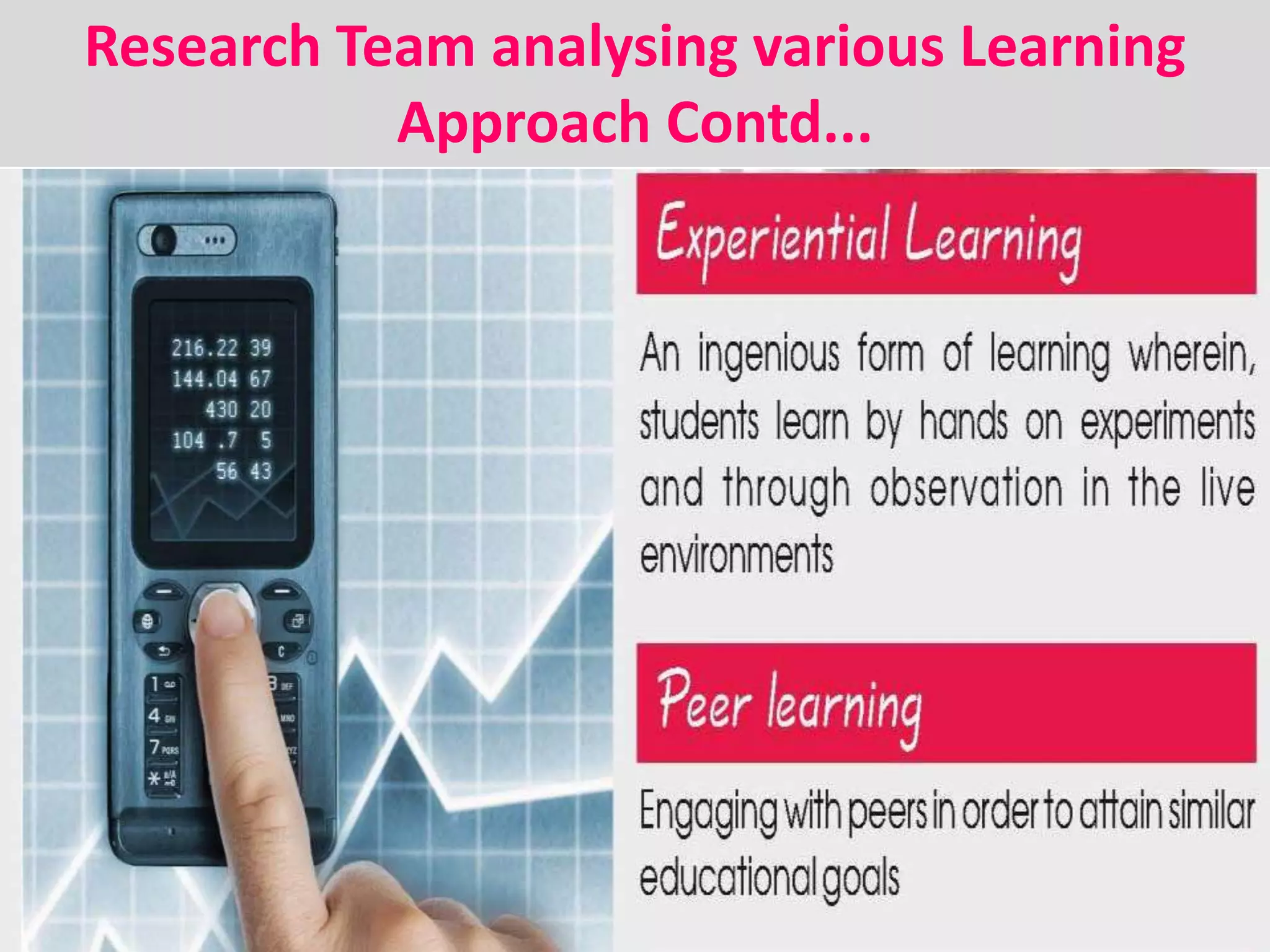 Research Team analysing various Learning
Approach Contd...
 
