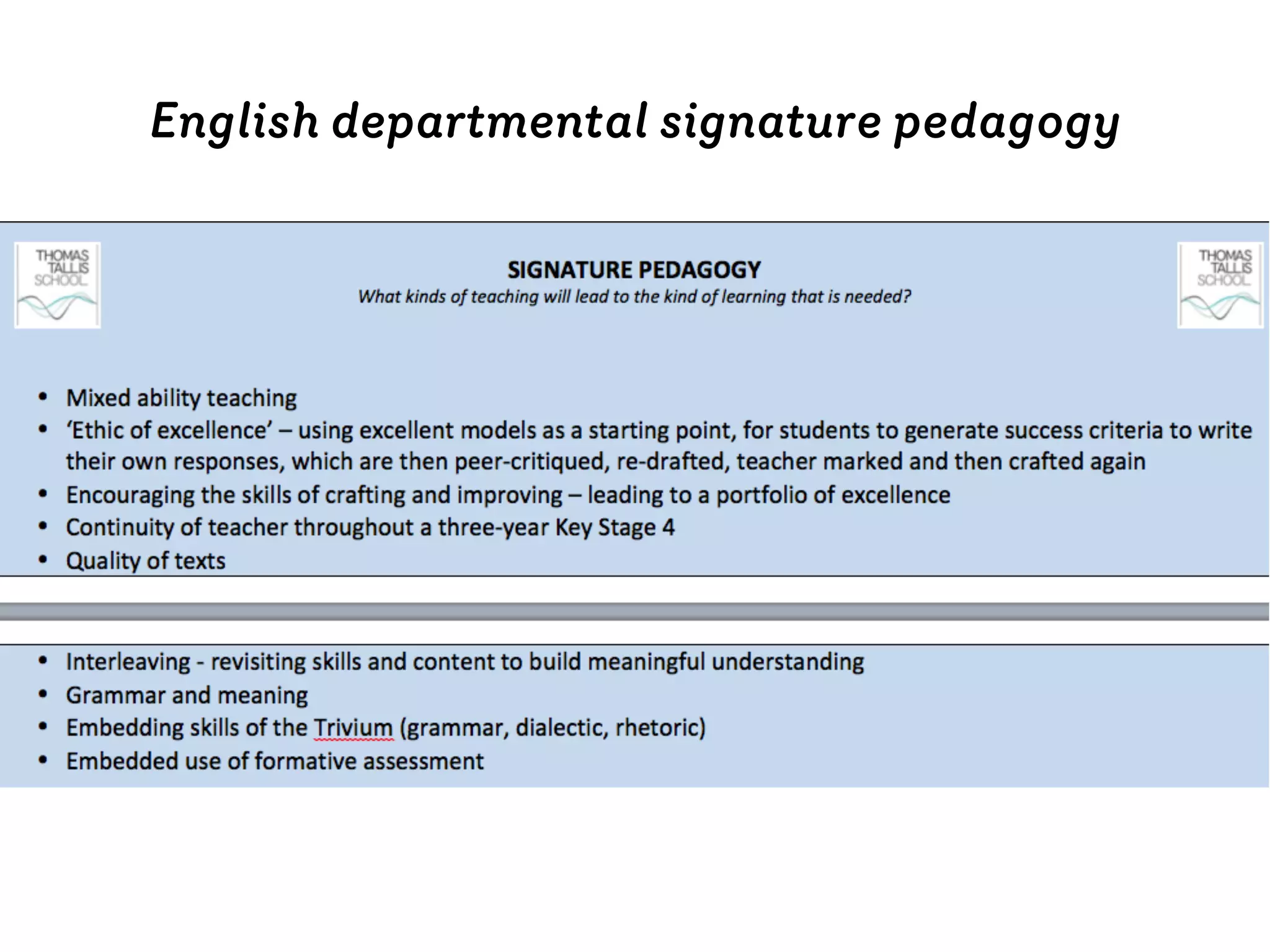 English departmental signature pedagogy
 