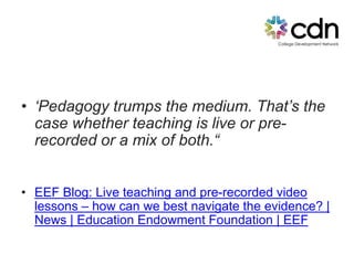 Virtual Bridge Sessions: Pedagogy Matters