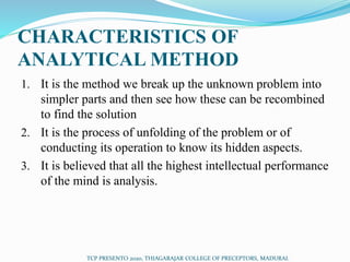 DIFFERENTIATION BETWEEN ANALYTICAL METHOD AND SYNTHETIC METHOD OF ...
