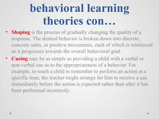 Comprehensive Overview of Behavioral Learning Theories in Psychology | PPTX