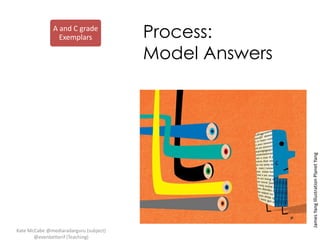 Process:
Model Answers

James Yang Illustration Planet Yang

A and C grade
Exemplars

Kate McCabe @mediaradarguru (subject)
@evenbetterif (Teaching)

 