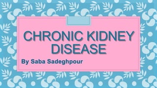 CHRONIC KIDNEY
DISEASE
By Saba Sadeghpour
 