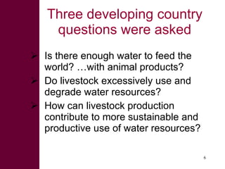 Livestock and water in developing countries (SSA)