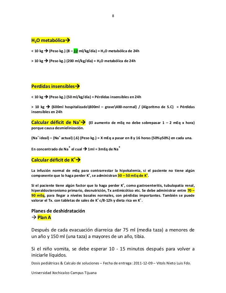 LIQUIDOS Y ELECTROLITOS PEDIATRIA MEDICAMENTOS DOSIS