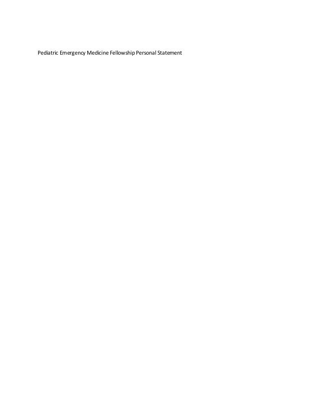 pediatric emergency medicine fellowship personal statement