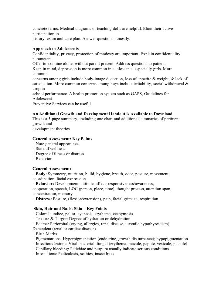 Pediatric physical assessment form image