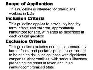 ACEP Policy for Fever Infants and Children Younger than 2 Years of Age ...
