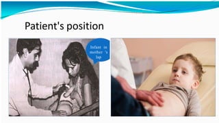 Patient's position
Infant in
mother
's lap
Infant in
mother 's
lap
 