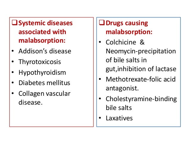 What are the causes of malabsorption?