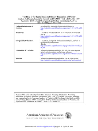 THE ROLE OF PEDIATRICIAN IN PRIMARY PREVENTION OF OBISITY | PDF