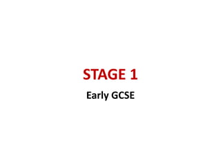 STAGE 1
Early GCSE
 