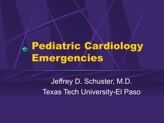 Pediatric Cardiology Emergencies Jeffrey D. Schuster, M.D. Texas Tech University-El Paso 