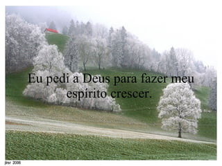 Eu pedi a Deus para fazer meu espírito crescer.  