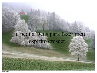 Eu pedi a Deus para fazer meu espírito crescer.  