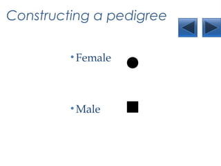 Constructing a pedigree
•Male
•Female
 
