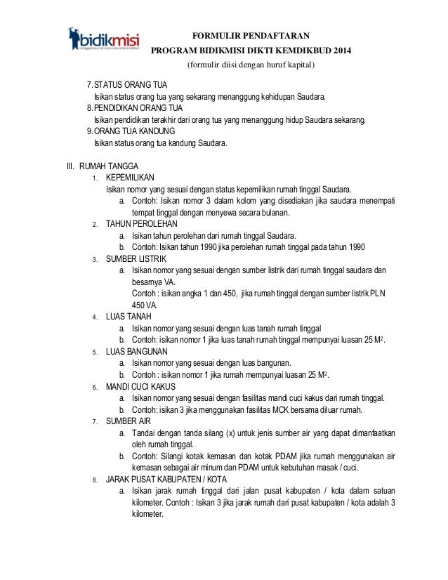 PEDOMAN PENYELENGGARAAN BANTUAN BIAYA PENDIDIKAN BIDIKMISI 