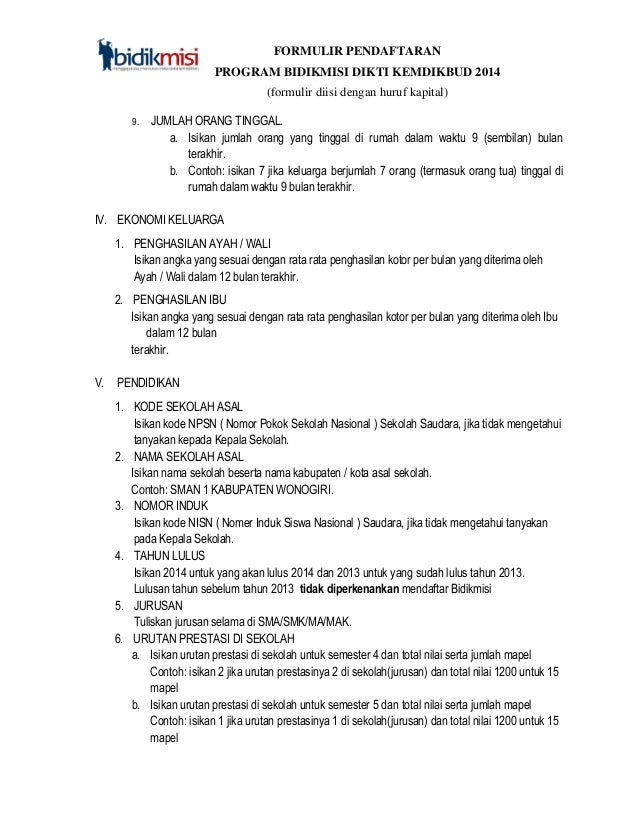 PEDOMAN PENYELENGGARAAN BANTUAN BIAYA PENDIDIKAN BIDIKMISI 