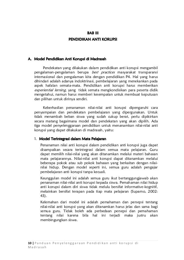 Pedoman Anti Korupsi Madrasah