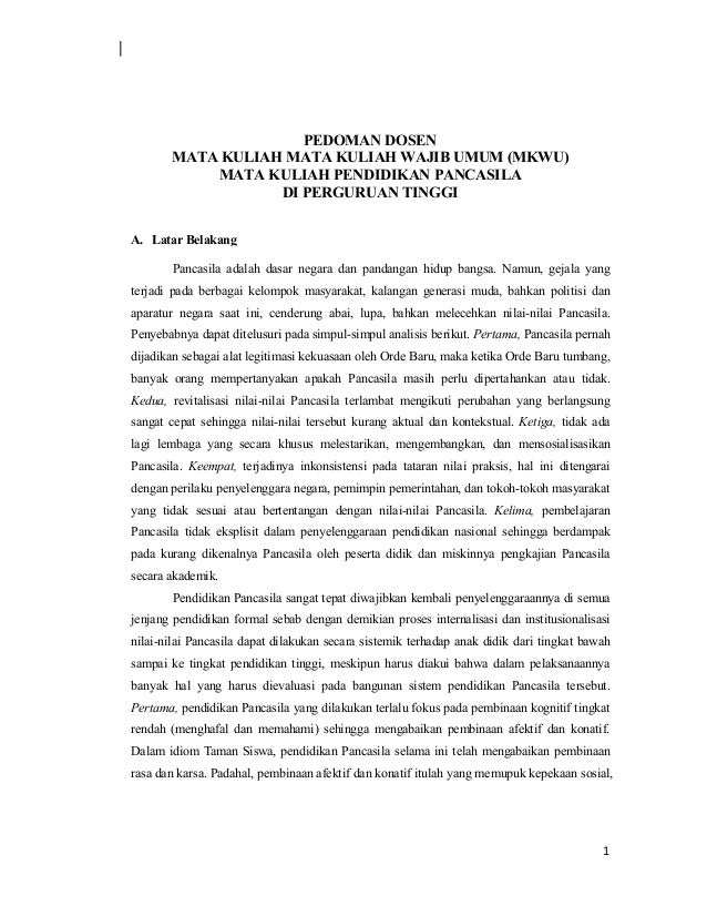 Makalah Pendidikan Pancasila Di Perguruan Tinggi
