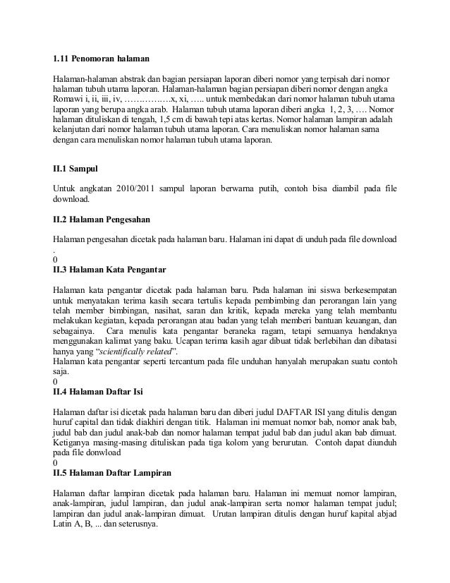 Pedoman format laporan prakerin Pedoman format laporan prakerin